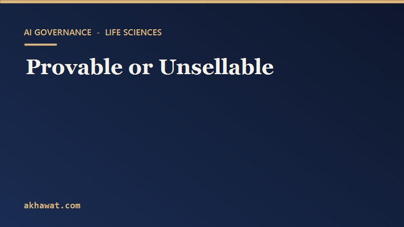 Provable or Unsellable: AI governance in life sciences
